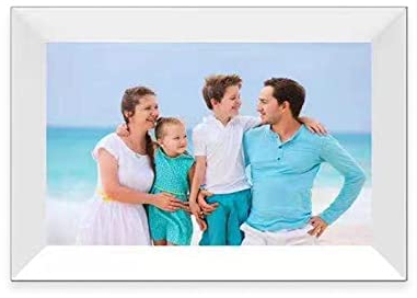 DENVER Digitaler Bilderrahmen Weiß 10,1 Zoll mit WLAN – Frameo Digital Photo Frame mit Touchscreen & 16 GB Speicher – Elektrischer Fotorahmen mit App‑Steuerung, USB & microSD, Bilderrahmen Digital