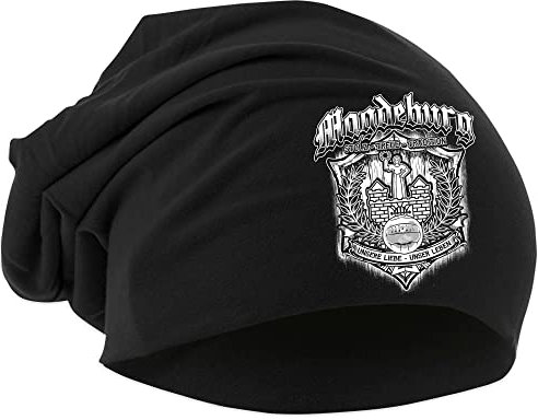 Uglyshirt87 Für Immer Magdeburg Mütze | Strickmütze - Magdeburg Beanie - Magdeburg Hut - Logo - Hat - Stadt - City | Beanie Druck: Weiß
