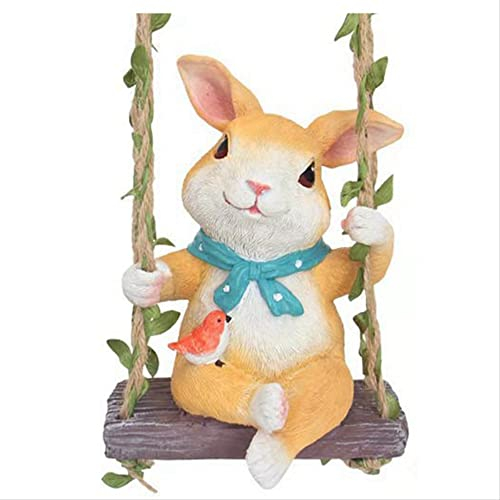 Schaukel Nettes Harz Kaninchen Garten Statue Landschaft Hängende Dekoration Simulation Lesebuch Bunny Home Tier Statue Geschenk