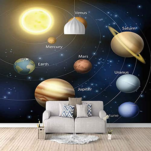 FVGKYS Papier Peint Adhésif Murale Chambre Enfant Personnalisé 3D Planète De L'Univers De L'Espace Muraux Peinture Photo Auto-Adhésif Papier Peint Pour Salon Chambre Intérieur De La Maison 150x105cm