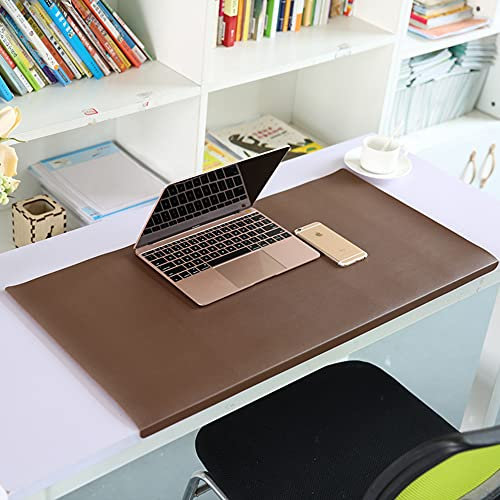 Tischunterlage mit Kantenschutz, Desk Pad, Weiches Unterlage, Multifunktionales Office Mauspad,Wasserdichte Schreibtischunterlage aus PU-Leder, Schreibtischunterlage,Braun,80X40cm