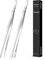 2 Pcs 25.5cm Cooking Tweezers Tongs Precision Serrated Tips, Stainless Steel Professional Chef Tweezer Kitchen Tools for BBQ, Plating and Serving (Silver)