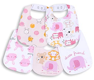 Chicco Set Bavaglie in Morbido Cotone Bavaglino (Pacco da 5) Unisex-Bimbi