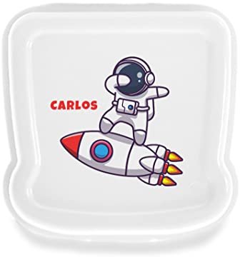 SAQUITOMAGICO Sandwichera/Fiambrera Personalizada con Nombre y/o Texto Opcional.Diferentes diseños a Elegir (ASTRONAUTA)