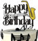 Saxophon Happy Birthday Cake Topper Schwarz Gold Glitzer Saxophon Musik Noten Kuchen Dekorationen Musik Liebhaber Band Thema Geburtstag Party Supplies für Musiker
