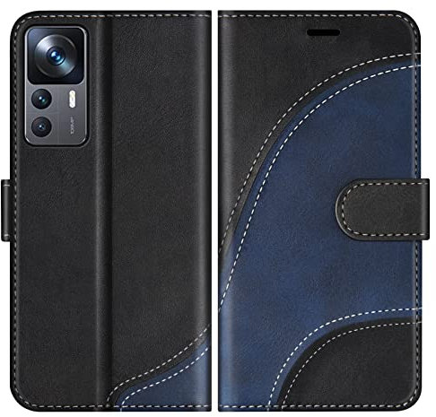 BoxTii Coque pour Xiaomi MI 12T / Xiaomi MI 12T Pro, Portefeuille Etui en Cuir PU, Magnétique Protection Housse Coque pour Xiaomi MI 12T / Xiaomi MI 12T Pro, Noir