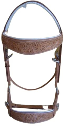 SHOWMEN CRAFT Zaumzeug / Zaumzeug mit Designer-Handschnitzerei auf Stirn und Nasenriemen, naturbelassen, Pony
