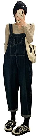 ACMEDE Salopette Jeans Femme Grande Taille Femmes Enceintes Salopette Denim Bavoir Jeans Pantalon pour la Grossesse Jumpsuit Denim Combinaison d'été Pantalon de Grossesse,M-XXL, 40-80KG