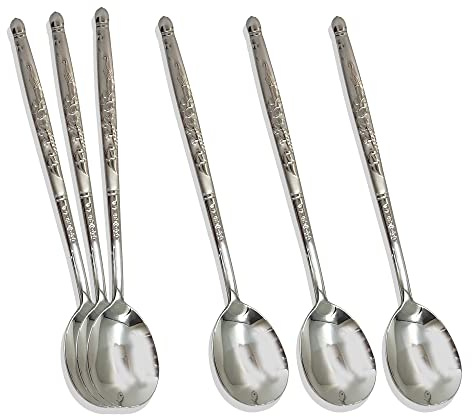 Balwoo [6 P][Made in Korea] Korean Style Soup Spoon 8.5 inch Premium 430(18/0) Stainless Steel Dessert Spoons Dinner Spoon, Table Spoon, Rice Spoon Ice Cream Scoop (Crane)