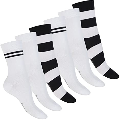 Footstar 6 Paar Damen Herren Ringel Socken Strümpfe mit Streifen