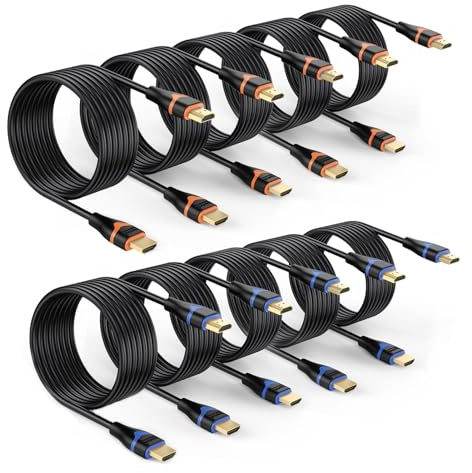 ApoJodly 4K HDMI Cable 10FT 10-Pack, HDMI to HDMI Cable High Speed HDMI Cord 2.0 Ultra HD 4K@60Hz, 2K@144Hz, HDR, 3D, Dolby, HDCP 2.2, ARC for PS5, PS4, HDTV, Monitor, Xbox, Blu-ray, Laptop