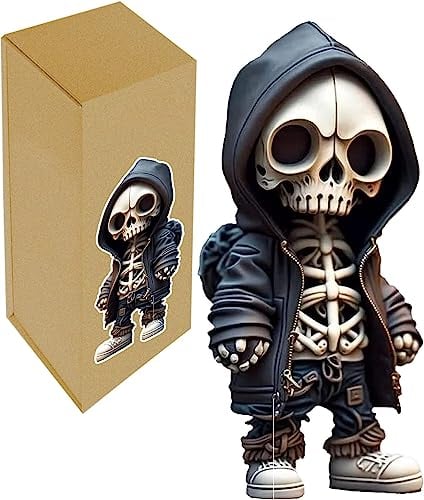 Byffoer Skelett Figuren Klein,Statue Skelett Totenkopf Skulptur,Skelett Figuren Deko Skelett Figuren Gothic Deko für Home Schreibtisch Statue Sammler Liebhaber