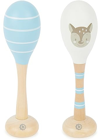 Bieco Baby Rassel Holz Reh Ella | 2er Set | 19 cm | Kinder Rassel Musikinstrument | Rattle Toy Baby | Holzrassel Baby Montessori Rassel Kinder ab 1 Jahr Rassel Baby 0-6 Monate Rasselring Baby