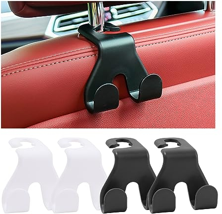 JNNJ 4 Stück Autositz Haken, Auto Rücksitz Kopfstütze Haken Kleiderbügel, Auto Zubehör Handtaschenhalter Taschenhaken, Universal Auto Haken Für Handtaschen für Autos SUV
