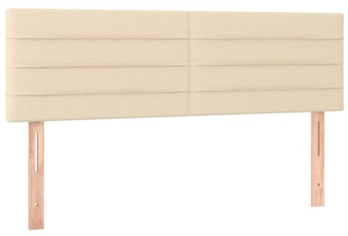 vidaXL Kopfteil 2 STK., Bettkopfteil mit Holzbeinen, Höhenverstellbar Polsterkopfteil für Bett, Betthaupt Bettzubehör Schlafzimmer, Creme 72x5x78/88cm Stoff