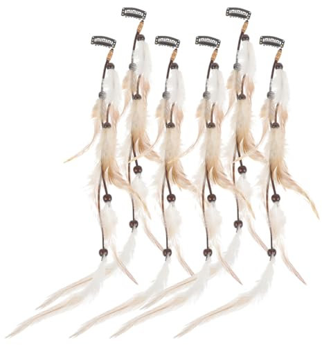 POPETPOP 6 Stück Federn Haarextensions: Boho Haarschmuck Clip für Faschingskostüm Karneval Halloween Verkleiden Damen Cosplay Haardeko Zubehör