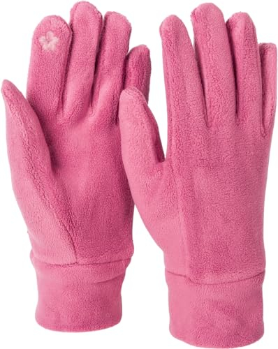 styleBREAKER Damen Touchscreen Fleece Handschuhe Einfarbig, warme Fingerhandschuhe, Winter 09010047, Farbe:Mauve
