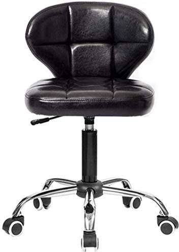 Office Chair schreibtischstuhl bürostuhl ergonomisch Drehstuhl Verstellbarer Hocker mit Rückenkissen und Universalrädern (Farbe: Schwarz)