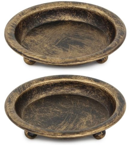 Thindolex Lot de 2 bougeoirs en fer noir/doré, style soucoupe en métal pour bougies pilier/parfumées/sans flamme/boule, support de bougie décoratif pour centre de table – Noir/doré