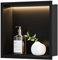 Neohomee Wandnische Dusche Edelstahl mit LED-Licht, Eingebettete Duschnische Schwarz Einzelregal Lagerung für Badezimmer, 30 x 30 cm