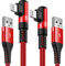 SWECENT Câble i Phone,Coudé 90 Degrés [1m/Lot de 2] cable Chargeur i Phone Nylon Tressé Câble Charge Rapide pour i Phone 14/13/12/11/Pro/X/XS/XR/8/8 Plus/7/7 Plus/6s/6s Plus/6/6 Plus-rouge