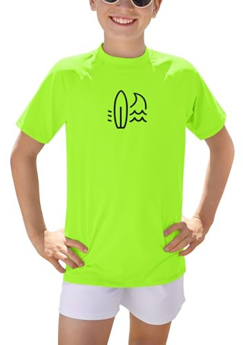 BesserBay Kinder Kurzarm Schnell Trocknend Badeshirt UV Shirt Blau Grün Swimsuit Bademode Rashguard 120