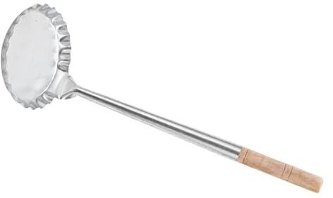 Ciieeo Youdunzi galleta de flores cortador de galletas metalico cuchara de cocina con mango de madera cuchara de aceite antiadherente para freír frito manejar hoyuelos cuchara para freír