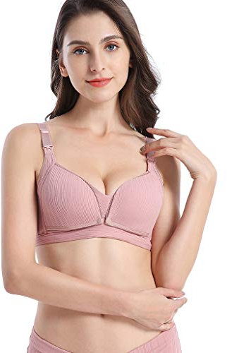 Hands 𝐅ree Pumping Bra Adjustable Breast-Pump Holding and Nursing Bra Seamless Nursing Maternity Bra for Pregnancy and Breastfeeding (Pink, XL)