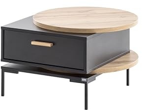 Schildmeyer Looks by Wolfgang Joop Couchtisch, Eiche Landhaus/schwarz, Holzwerkstoff, 65 x 65 x 41.1 cm, 150969
