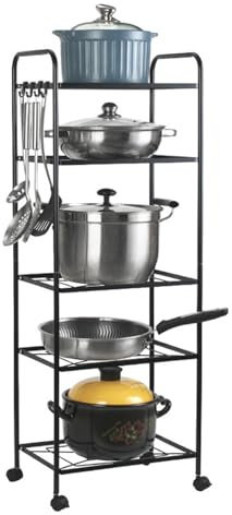 HYPIQQ Pan Storage Kitchen Corner Shelf Saucepan Stand Pan Organiser Pot Stand Pan Racks for Kitchen,5 tier