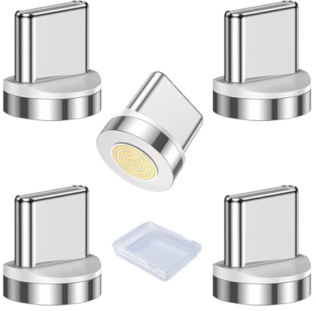 AOUZOVLI 5 Pcs USB C Magnet Adapter Statik 360 Pro Magnetisches Ladekabel 100w Schnellladung Typ C Shockproof Anti-Oxidation EnthäLt Nur Den Adapter Kein Kabel Magnet Ladekabel Con Aufbewahrungskiste