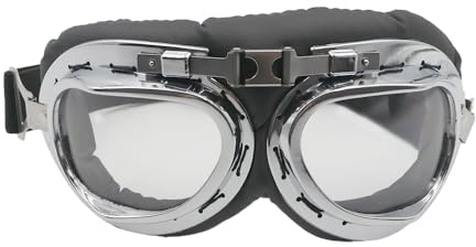 Ieron Motorradbrille im Vintage-Stil, winddicht, UV-Schutz, stilvolle Brille für Outdoor-Reiten (schwarz)