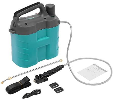 8L Elektrisches Akku Sprühgerät Pflanzensprüher Gartenspritze Drucksprühgerät aufladbarem Griff und Teleskopstab,Unkrautspritze & Wassersprüher mit Verstellbarem Schultergurt (Grün)