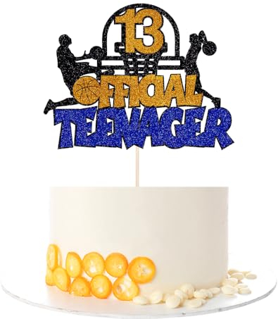 Kaoenla Basketball 13th Happy Birthday Cake Topper, Official Teenager, Sports Theme, Game Day Party Decoration (Basketball 13)