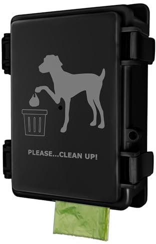 Distributeur de sacs à déjections canines à fixation murale étanche pour extérieur avec joli poteau, poteau, clôture à fixer sur un poteau, une clôture - Convient pour la maison, le porche, la