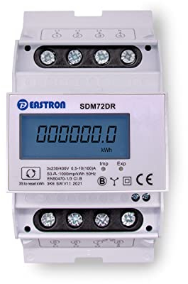 SDM72DR Drei-Phasen-Elektro-Energiezähler, 100 Ampere kWh DIN-Schienen-Leistungsmesser, zurücksetzbare Teilenergie, Pulsmesser, digitales LCD-Display mit Hintergrundbeleuchtung, MID-zertifiziert