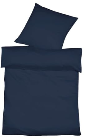 liebling Halbleinen Bettwäsche 155 x 220 + 1 x 80 x 80 cm, Farbe Navy, Bettbezug aus 50% Leinen & 50% Baumwolle, kühlend & atmungsaktiv, waschbar 60 Grad, Ökotex 100