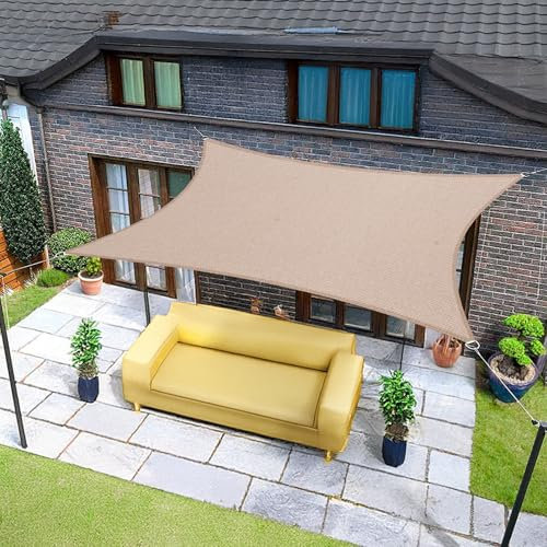 Sunnylaxx 3x4m Sonnensegel Rechteckig, Wasserdicht Sonnenschutz Sunsegel Color Taupe, 95% UV-Schutz,für Außenbereich,Garten