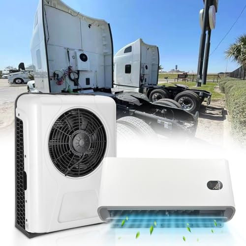 GLDWEY 24V Mini Split Air Conditioner Parking AC Unit, 24 Volt DC Air Conditioner with Auto Swing A/C, Quiet Cooling High Efficiency For Semi-Truck Tractor Pickup Trailer Sleep Cab
