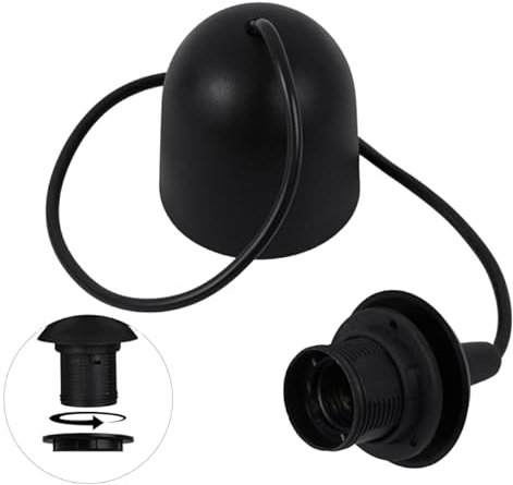 Light-Home Hängelampe Minimalistisch – Hängeleuchte Industrial - Lampenaufhängung ohne Lampenschirm und ohne Glühbirne - Pendelleuchte mit Lampenfassung E27 - Schwarz - Pilz ⌀ 6 cm