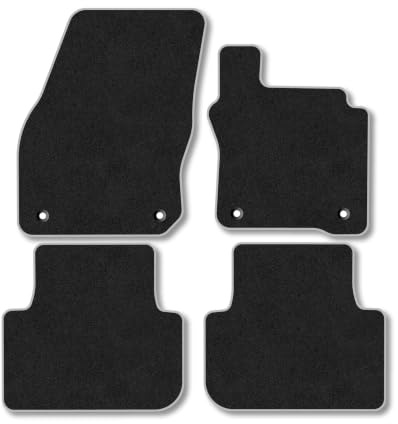 VW Tiguan (2024+) Carpet Car Mats | Grey Edge Trim Tailored Fit Floor Mats Full Coverage Protection Accessories Easy Clean Anti Slip Made in the UK