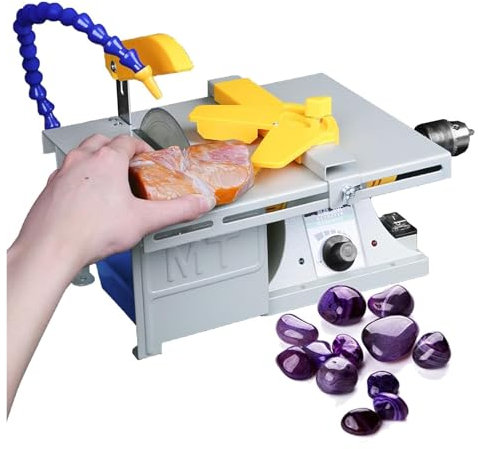 Sierra de mesa - pulidora de piedras - rectificadora multifuncional de velocidad regulable - con tubo de agua regulable - altura de corte 4 cm - rectificado/corte/perforación - con a