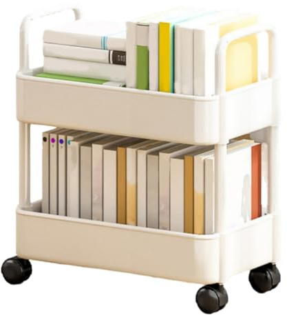 Puleuroy Rollwagen mit 2 Ebenen, Lagerregal, Bewegliches Lagerregal, Schmales Regal für Küche und Bad, Organizer für Snacks und Spielzeug