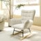 Youyijia Rocking Chairs for Adults, Teddy Fleece Nursery Rocking Chair Relaxing Recliner Chair with Solid Wood Legs High Back Lounge Chairs for Balcony Living Room Bedroom (Sixteen Lattice)
