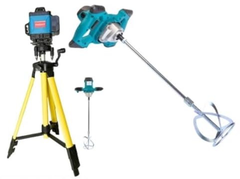 21 SHOP® KIT 2 IN 1 LIVELLA LASER 16 LINEE 360° + TRAPANO MISCELATORE MESCOLATORE IMPASTATORE 1600w