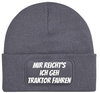NIMAMA Mütze Beanie Traktor Fahren Wintermütze Statement Spruch Print Geschenk Unisex Strickmütze für Herren und Damen