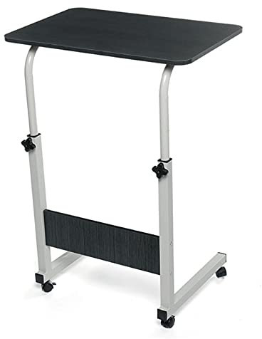 Hubbarer Laptop-Beistelltisch, 80 × 40 cm, höhenverstellbar, Überbetttisch mit Rollen für Sofa/Bett, mobiler Computertisch, Tabletttisch, tragbarer Arbeitsplatz für Büro, Schlafzimmer, Wohnzimmer
