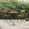 Homgoday 3-TLG. Bistro-Set Klappbar Massivholz Teak und Stahl Bistro Set Gartentisch mit Stühlen Balkonmöbel Sitzgruppe mit Balkontisch Gartengarnitur für Garten, Balkon