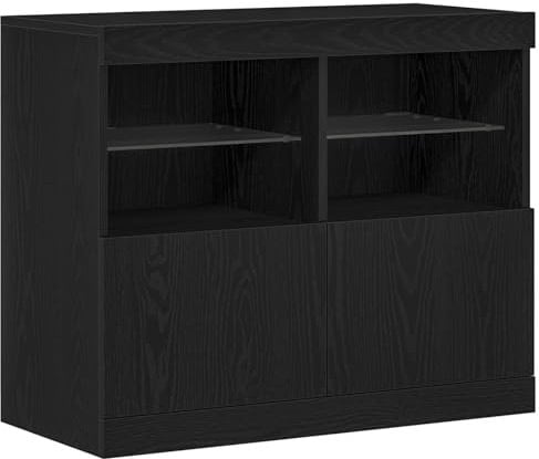 vidaXL modernes schwarzes Eichenbuffet-Sideboard | Engineered Wood Elegantes Design ideal für ESS- und Wohnzimmer