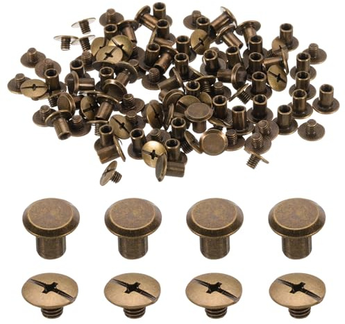 QUARKZMAN 50 Juegos M5 x 7mm Tornillos De Unión De Metal DIY Bronce | Chicago Screw Postes De Remache, Con Cabeza Phillips, De Cinturones De Cuero Bolsos Encuadernación De Libros